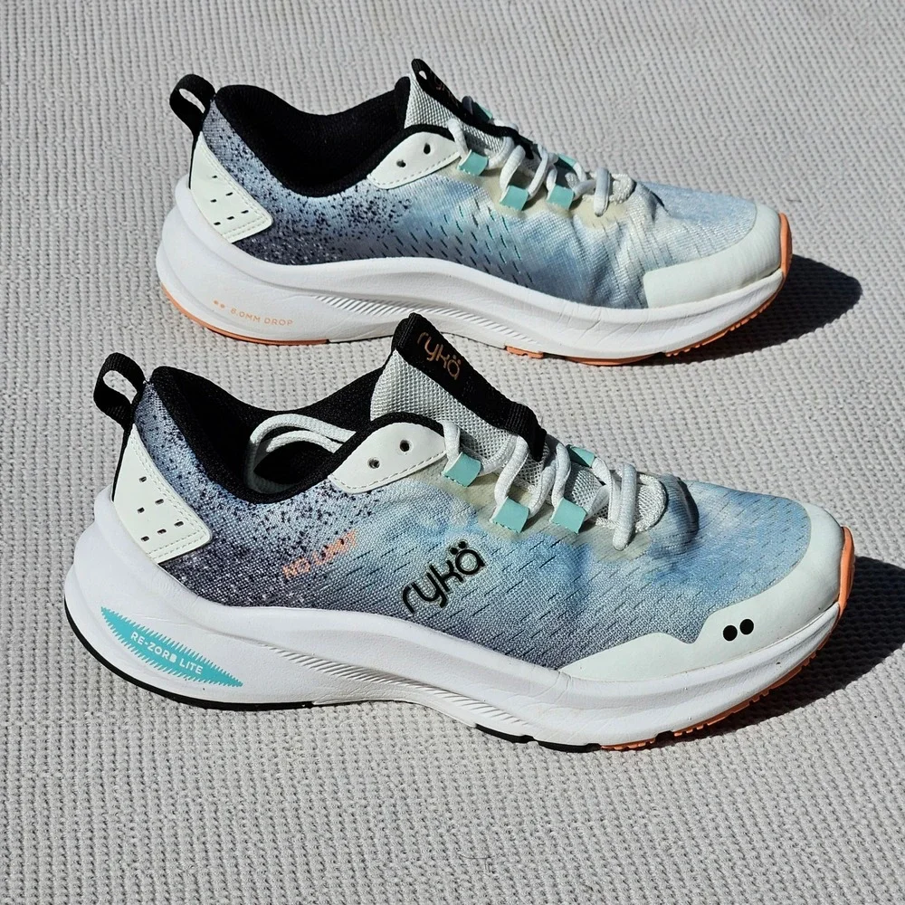 Ryka No Limit Womens Training Shoes Blue White RE-ZORB LITE Size 6.5 M